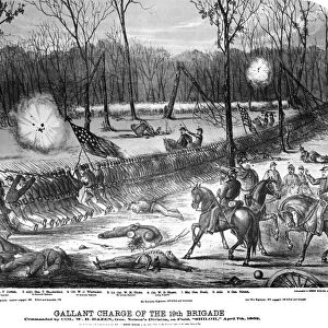 BATTLE OF SHILOH, 1862. Gallant Charge of the 19th Brigade. Lithograph, 1862