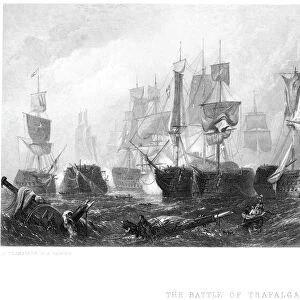 BATTLE OF TRAFALGAR, 1805. 21 October 1805. Steel engraving, 19th century, after a painting by Clarkson Stanfield (1793-1867)