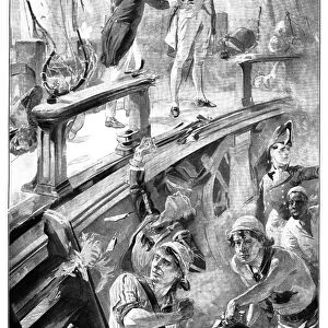 BATTLE OF TRAFALGAR, 1896. Admiral Cuthbert Collingwood on board the HMS Royal
