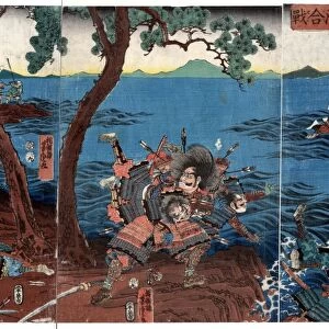 BATTLE OF YASHIMA, 1185. Minamoto no Yoshitsune leads a small force of Minamoto