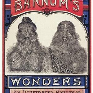 BEARDED FAMILY, 1887. Pamphlet for Barnums Wonders, with a bearded man and woman on the cover, 1887