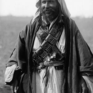 A Bedouin man of the Beni Hassan tribe, in Jordan. Photograph, 1921