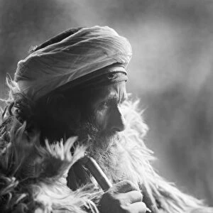 BEDOUIN SHEIKH. Portrait of a Bedouin sheikh in the Middle East. Photograph, c1910