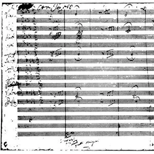 BEETHOVEN: FIFTH SYMPHONY. First page of the autographed manuscript of Ludwig van