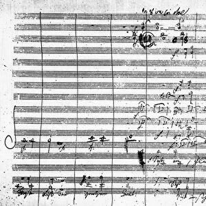 BEETHOVEN: NINTH SYMPHONY. A page of the manuscript of Ludwig van Beethovens Ninth
