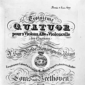 BEETHOVEN QUARTET, 1827. Ornamental title page by A