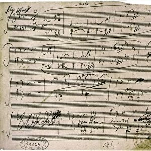BEETHOVEN: SONATA, 1806. Page one of Ludwig van Beethovens autograph manuscript