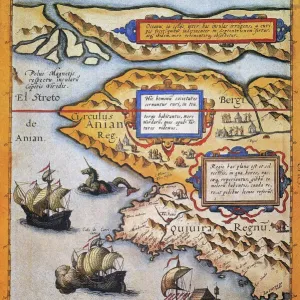 Bering Strait Map Print, 1593