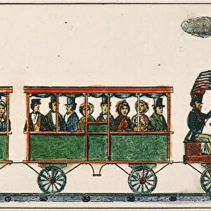 BEST FRIEND OF CHARLESTON. First locomotive built in the United States, 1830, for regular service: contemporary colored engraving