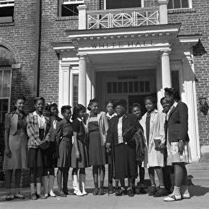 BETHUNE-COOKMAN COLLEGE. Dr. Mary McLeod Bethune with a group of students after