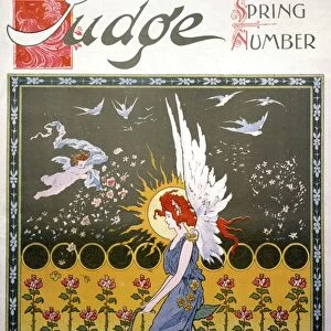 BICYCLING, 1896. An Art Nouveau bicycle motif adorns the Spring issue of an American magazine of 1896