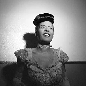 BILLIE HOLIDAY (1915-1959). American singer. Backstage at Carnegie Hall in New York City