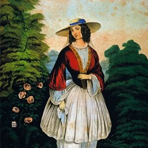 THE BLOOMER COSTUME: lithograph, 1851, by Nathaniel Currier