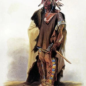 BODMER: SIOUX CHIEF. Wahk-T├ñ-Ge-Li, or Big Soldier, a Yankton Sioux Native American chief. Aquatint engraving, c1844, after a painting, 1833, by Karl Bodmer