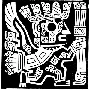 BOLIVIA: TIAHUANACO FIGURE. Drawing of one of the many figures on each side of