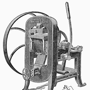 BOOKS: EMBOSSING MACHINE. Wood engraving, 19th century