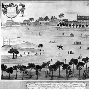 BOSTON COMMON, 1768. Partial view of the common in Boston, Massachusetts. Line engraving, American, 1902, after a watercolor by Christian Remick, 1768