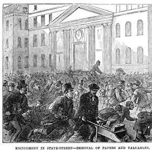 BOSTON: FIRE, 1872. Boston residents on State Street removing papers and valuables