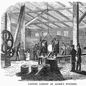 BOSTON: FOUNDRY, 1855. Casting cannon parts at Cyrus Algers iron foundry in Boston