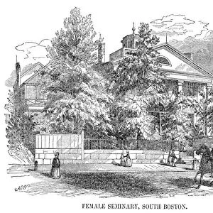 BOSTON: SEMINARY, 1857. Female seminary in South Boston, Massachusetts. Wood engraving