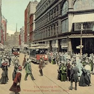 BOSTON: WASHINGTON STREET. The Shopping Hour, Washington Street, Boston, Mass. Postcard, c1910