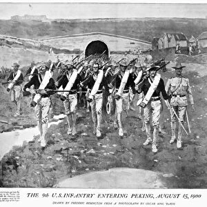 BOXER REBELLION, 1900. American and British troops entering Peking, 15 August 1900