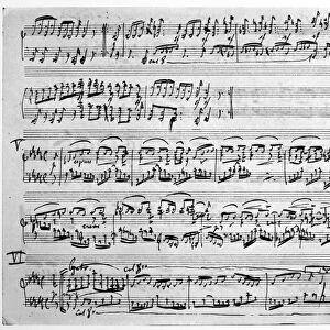 BRAHMS MANUSCRIPT, 1861. Manuscript page of Johannes Brahms Variations on a theme by Handel