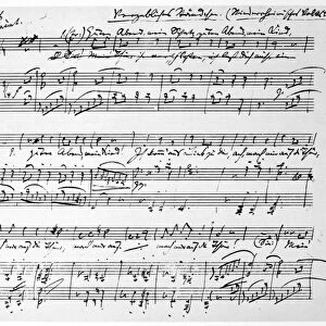 BRAHMS MANUSCRIPT, 1882. Manuscript page of Johannes Brahms Vergebliches Standchen