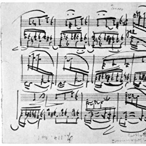 BRAHMS MANUSCRIPT, 1892. Manuscript page of Johannes Brahms Intermezzo for piano, Op
