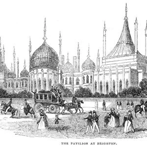 BRIGHTON PAVILION, 1842. The Royal Pavilion at Brighton, England. English engraving