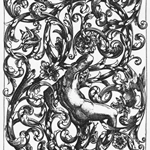 BRISVILLE: TITLE PAGE. Page for a book of designs for locks, by Hugues Brisville