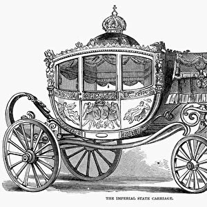 BRITAIN: ROYAL CARRIAGE. The Imperial State Carriage of Great Britain. Wood engraving, 1853