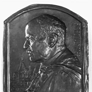 British physician, discovered malarial parasite. Bronze plaque, 1929, by Frank Bowcher