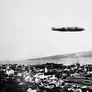 The British rigid airship R-34 in flight over Scotland, 1919