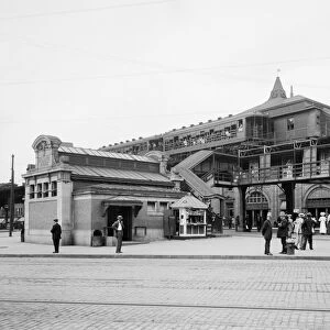 BROOKLYN: ATLANTIC AVENUE. The entrance to the subway station on Atlantic Avenue in Brooklyn