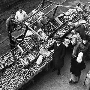 BROOKLYN: MARKET, 1962. A pushcart produce stand on Saratoga Avenue and Prospect