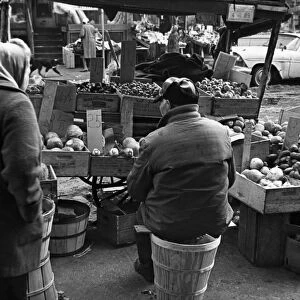 BROOKLYN: MARKET, 1962. A pushcart produce stand on Belmont Avenue in Brownsville