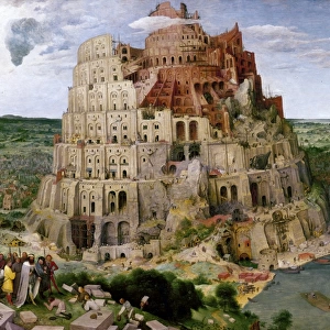 BRUEGEL: TOWER OF BABEL. Building the Tower of Babel. Oil on panel by Pieter Bruegel the Elder, 1563