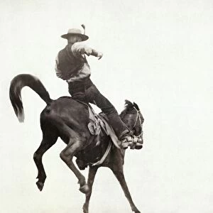 BUCKING BRONCO, c1888. Ned Coy, a cowboy from South Dakota riding his bucking horse named Boy Dick. Photograph by John C. H. Grabill, c1888