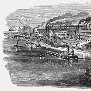 BUFFALO: IRON & NAIL WORKS. View of the Buffalo Iron & Nail Works at Buffalo, New York. Wood engraving, American, 19th century
