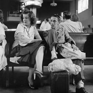 BUS STATION, 1943. A couple in the waiting room of the Greyhound station in Pittsburgh