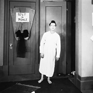 BUSTER KEATON (1895-1966). American film comedian. In a scene from College, 1927