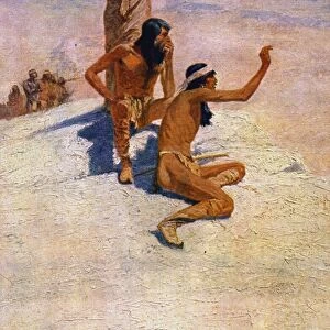 CABEZA de VACA (1490?-?1557) in the desert. Painting, 1906, by Frederic Remington