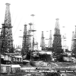 CALIFORNIA OIL WELLS, 1920s. Oil wells on Signal Hill, Long Beach, California