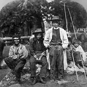 CALIFORNIA: PAIUTE MEN. Group of Paiute Native Americans Stereograph, c1865