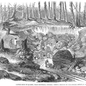 CANADA: COPPER MINE, 1860. Copper mine near Montreal, Canada. Wood engraving, English, 1860
