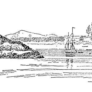 CANADA: VANCOUVER, 1791. The ships of George Vancouver and Spanish explorers at Friendly Cove