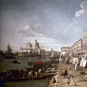 CANALETTO: VENICE. The pier with the library and the column of San Theodoro. Oil on canvas