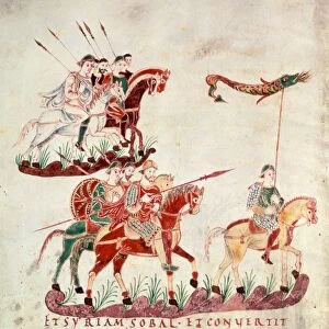 CAROLINGIAN SOLDIERS, c875. Soldiers of the 9th century intended to depict soldiers