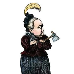 CARRY NATION (1846-1911). Nee Moore. American temperance agitator. Caricature drawing